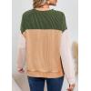 imageDokotoo Womens Fashion 2025 Color Block Long Sleeve Crewneck Knitted Casual Loose Pullover Shirts TopsGreen