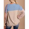 imageDokotoo Womens Fashion 2025 Color Block Long Sleeve Crewneck Knitted Casual Loose Pullover Shirts TopsLight Blue