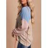 imageDokotoo Womens Fashion 2025 Color Block Long Sleeve Crewneck Knitted Casual Loose Pullover Shirts TopsLight Blue