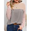 imageDokotoo Womens Fashion 2025 Color Block Long Sleeve Crewneck Knitted Casual Loose Pullover Shirts TopsLight Grey