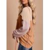 imageDokotoo Womens Fashion 2025 Color Block Long Sleeve Crewneck Knitted Casual Loose Pullover Shirts TopsLight Khaki