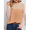 imageDokotoo Womens Fashion 2025 Color Block Long Sleeve Crewneck Knitted Casual Loose Pullover Shirts TopsLight Khaki