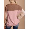 imageDokotoo Womens Fashion 2025 Color Block Long Sleeve Crewneck Knitted Casual Loose Pullover Shirts TopsLight Pink