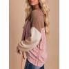 imageDokotoo Womens Fashion 2025 Color Block Long Sleeve Crewneck Knitted Casual Loose Pullover Shirts TopsLight Pink