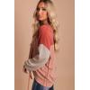 imageDokotoo Womens Fashion 2025 Color Block Long Sleeve Crewneck Knitted Casual Loose Pullover Shirts TopsRed