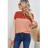 imageDokotoo Womens Fashion 2025 Color Block Long Sleeve Crewneck Knitted Casual Loose Pullover Shirts TopsRed