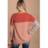 imageDokotoo Womens Fashion 2025 Color Block Long Sleeve Crewneck Knitted Casual Loose Pullover Shirts TopsRed