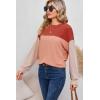 imageDokotoo Womens Fashion 2025 Color Block Long Sleeve Crewneck Knitted Casual Loose Pullover Shirts TopsRed