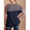imageDokotoo Womens Fashion 2025 Color Block Long Sleeve Crewneck Knitted Casual Loose Pullover Shirts TopsSail Blue