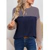imageDokotoo Womens Fashion 2025 Color Block Long Sleeve Crewneck Knitted Casual Loose Pullover Shirts TopsSail Blue