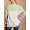 imageDokotoo Womens Fashion 2025 Color Block Long Sleeve Crewneck Knitted Casual Loose Pullover Shirts TopsWhite