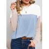 imageDokotoo Womens Fashion 2025 Color Block Long Sleeve Crewneck Knitted Casual Loose Pullover Shirts TopsWhite Blue1