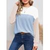 imageDokotoo Womens Fashion 2025 Color Block Long Sleeve Crewneck Knitted Casual Loose Pullover Shirts TopsWhite Blue1