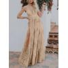imageDokotoo Womens Formal Dresses Deep VNeck Embroidered Lace Mesh Evening Party Prom Dress Long Wedding DressApricot