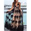 imageDokotoo Womens Formal Dresses Deep VNeck Embroidered Lace Mesh Evening Party Prom Dress Long Wedding DressBlack