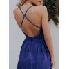 imageDokotoo Womens Formal Dresses Deep VNeck Embroidered Lace Mesh Evening Party Prom Dress Long Wedding DressBlue