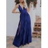 imageDokotoo Womens Formal Dresses Deep VNeck Embroidered Lace Mesh Evening Party Prom Dress Long Wedding DressBlue