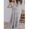 imageDokotoo Womens Formal Dresses Deep VNeck Embroidered Lace Mesh Evening Party Prom Dress Long Wedding DressGray