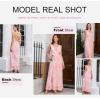 imageDokotoo Womens Formal Dresses Deep VNeck Embroidered Lace Mesh Evening Party Prom Dress Long Wedding DressPink