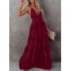 imageDokotoo Womens Formal Dresses Deep VNeck Embroidered Lace Mesh Evening Party Prom Dress Long Wedding DressRed