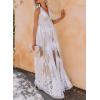 imageDokotoo Womens Formal Dresses Deep VNeck Embroidered Lace Mesh Evening Party Prom Dress Long Wedding DressWhite