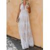 imageDokotoo Womens Formal Dresses Deep VNeck Embroidered Lace Mesh Evening Party Prom Dress Long Wedding DressWhite