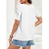 imageDokotoo Womens Hollow Pleated Short Sleeves Square Neck Casual Loose Solid Color Knit T Shirts Tops BlousesWhite