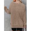 imageDokotoo Womens Oversized Waffle Knit Crewneck Sweatshirts Long Sleeve Side Slits Casual Pullover Sweatshirt TopsBrown