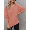 imageDokotoo Womens Oversized Waffle Knit Crewneck Sweatshirts Long Sleeve Side Slits Casual Pullover Sweatshirt TopsOrange