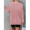 imageDokotoo Womens Oversized Waffle Knit Crewneck Sweatshirts Long Sleeve Side Slits Casual Pullover Sweatshirt TopsPink