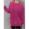 imageDokotoo Womens Oversized Waffle Knit Crewneck Sweatshirts Long Sleeve Side Slits Casual Pullover Sweatshirt TopsRosy