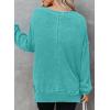 imageDokotoo Womens Oversized Waffle Knit Crewneck Sweatshirts Long Sleeve Side Slits Casual Pullover Sweatshirt TopsSky Blue