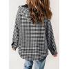 imageDokotoo Womens Plaid Shacket Jacket Long Sleeve Button Down Fleece Hooded Jackets Warm CoatBlack03