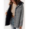 imageDokotoo Womens Plaid Shacket Jacket Long Sleeve Button Down Fleece Hooded Jackets Warm CoatBlack03