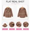 imageDokotoo Womens Plaid Shacket Jacket Long Sleeve Button Down Fleece Hooded Jackets Warm CoatCamel