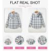 imageDokotoo Womens Plaid Shacket Jacket Long Sleeve Button Down Fleece Hooded Jackets Warm CoatSky Blue