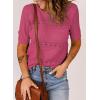 imageDokotoo Womens Short Sleeve Sweaters Summer 2025 Round Neck Pullover Sweater Crochet TopsA Hot Pink