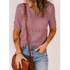 imageDokotoo Womens Short Sleeve Sweaters Summer 2025 Round Neck Pullover Sweater Crochet TopsA Pink