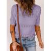 imageDokotoo Womens Short Sleeve Sweaters Summer 2025 Round Neck Pullover Sweater Crochet TopsA Purple