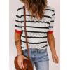 imageDokotoo Womens Short Sleeve Sweaters Summer 2025 Round Neck Pullover Sweater Crochet TopsA Red Stripes