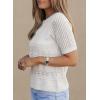 imageDokotoo Womens Short Sleeve Sweaters Summer 2025 Round Neck Pullover Sweater Crochet TopsA White
