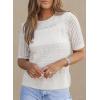 imageDokotoo Womens Short Sleeve Sweaters Summer 2025 Round Neck Pullover Sweater Crochet TopsA White