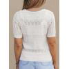 imageDokotoo Womens Short Sleeve Sweaters Summer 2025 Round Neck Pullover Sweater Crochet TopsA White