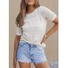 imageDokotoo Womens Short Sleeve Sweaters Summer 2025 Round Neck Pullover Sweater Crochet TopsA White