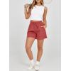 imageDokotoo Womens Shorts Athletic Shorts for Women Quick Dry Gym Workout Summer Outfits Running Zipper Pocket High WaistedIndian Red