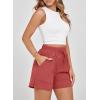 imageDokotoo Womens Shorts Athletic Shorts for Women Quick Dry Gym Workout Summer Outfits Running Zipper Pocket High WaistedIndian Red