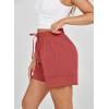imageDokotoo Womens Shorts Athletic Shorts for Women Quick Dry Gym Workout Summer Outfits Running Zipper Pocket High WaistedIndian Red