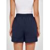 imageDokotoo Womens Shorts Athletic Shorts for Women Quick Dry Gym Workout Summer Outfits Running Zipper Pocket High WaistedNavy Blue