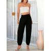 imageDokotoo Womens Summer Boho Business Casual Smocked 2025 High Waisted Cargo Summer Long Elephant Pants with PocketsBlack