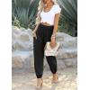 imageDokotoo Womens Summer Boho Business Casual Smocked 2025 High Waisted Cargo Summer Long Elephant Pants with PocketsBlack